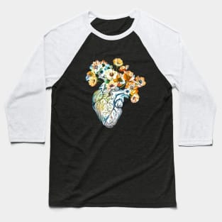 Human heart, watercolor wild flowers, floral, plant lovers, Heart, anatomical heart Baseball T-Shirt